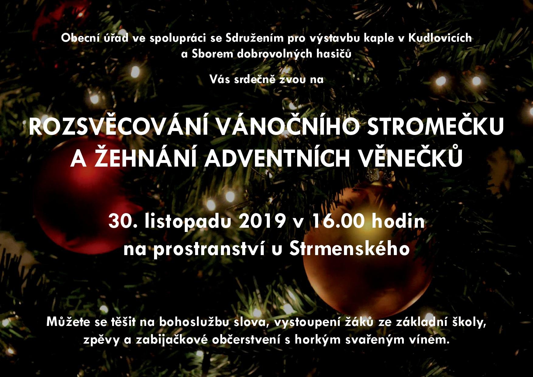 Rozsvěcování vánočního stromečku a žehnání adventních věnečků