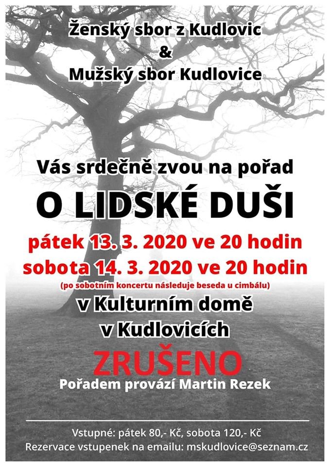 ZRUŠENÍ KONCERTU "O lidské duši"