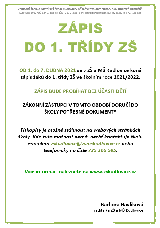 Zápis do 1. třídy