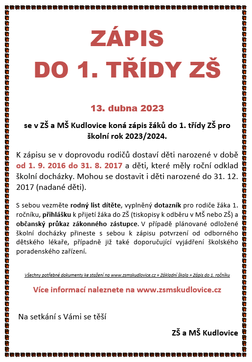 Zápis do 1. třídy ZŠ