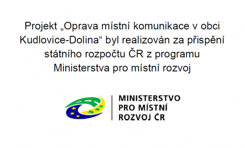 Projekt "Oprava místní komunikace v obci Kudlovice - Dolina"