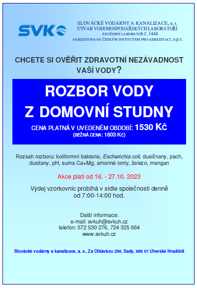 Rozbor vody z domovní studny