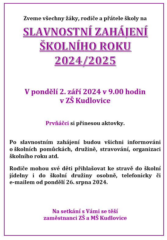 Slavnostní zahájení školního roku 2024/2025