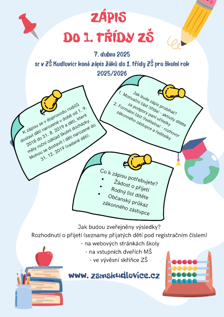 Zápis do 1. třídy ZŠ Kudlovice